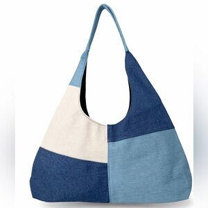 Blue and Cream Patchwork Tote Bag